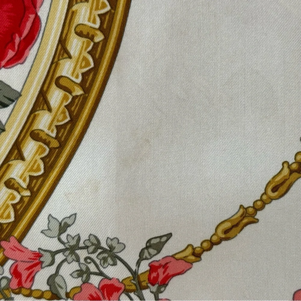 Trussardi Red and Gold Ornate Floral Scarf